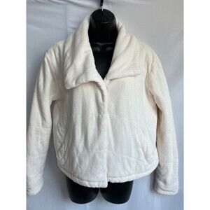 Young Fabulous And Broke Cream Ivory Velour Fluffy Puffer Jacket S Snap Button